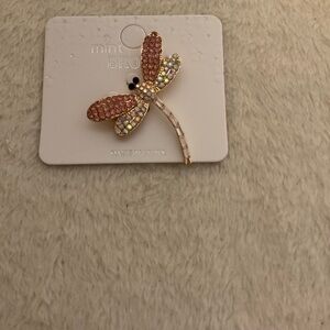 Mint Pink & Iridescent Dragonfly Brooch